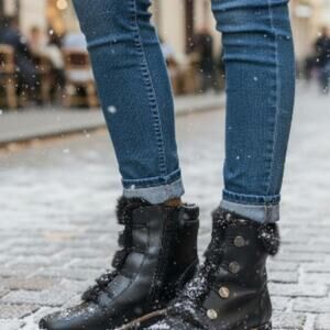 Franco sarto crown faux fur leather booties